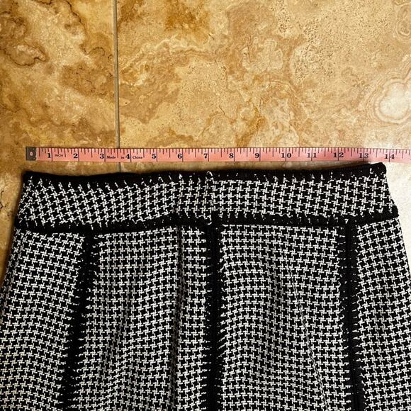 NEW Ann Taylor Career Houndstooth Plaid Paneled Flutter A-line Knee Skirt 0 NWOT - Picture 15 of 16